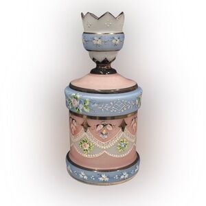 ANTIQUE VICTORIAN ERA BRISTOL FROSTED GLASS VANITY JAR